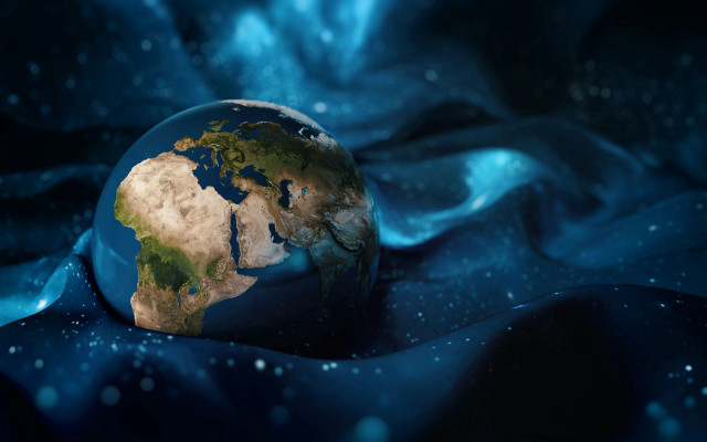 Blue earth glow water droplets free wallpaper for desktop - medium preview image