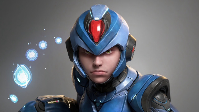 Blue suit helmet red eye free wallpaper for desktop - medium preview image