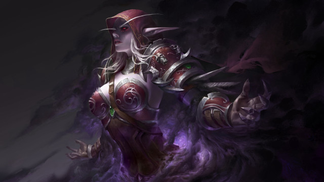 Purple elf sword demon glowing free wallpaper for desktop - medium preview image