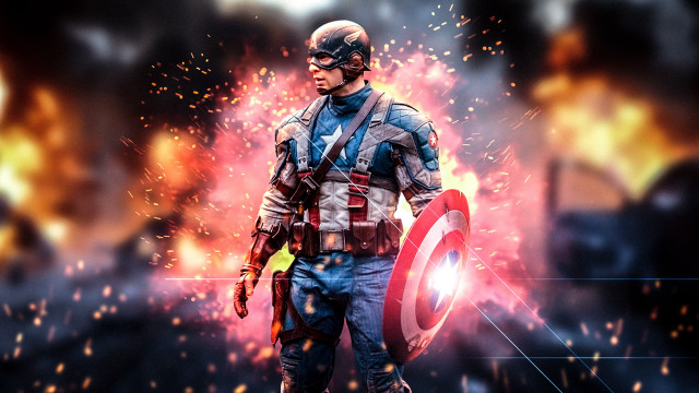 Captain america shield sword fire free wallpaper for desktop - medium preview image