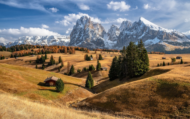 Mountain house snow capped landscape free wallpaper for desktop - medium preview image