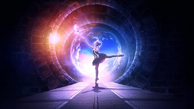 Woman tunnel ballerina hologram rossdraws free wallpaper for desktop - medium preview image