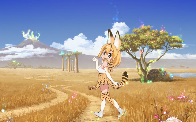 Cartoon girl walking dirt road free wallpaper for desktop - medium preview image