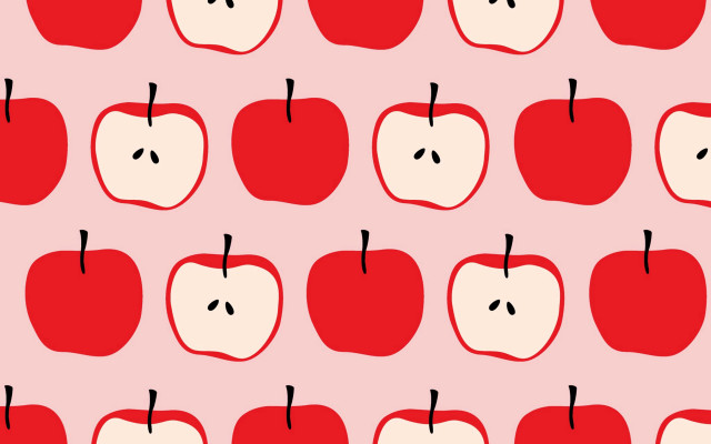 Red apples with faces pink free wallpaper for desktop - medium preview image