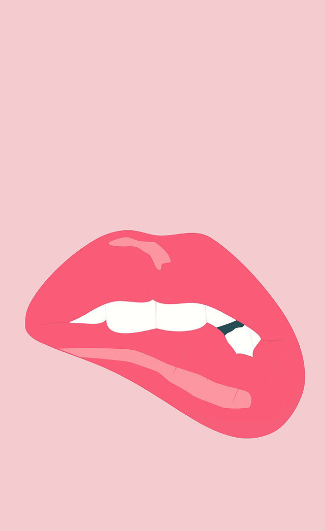 Pink lips black lip white free wallpaper for mobile - medium preview image