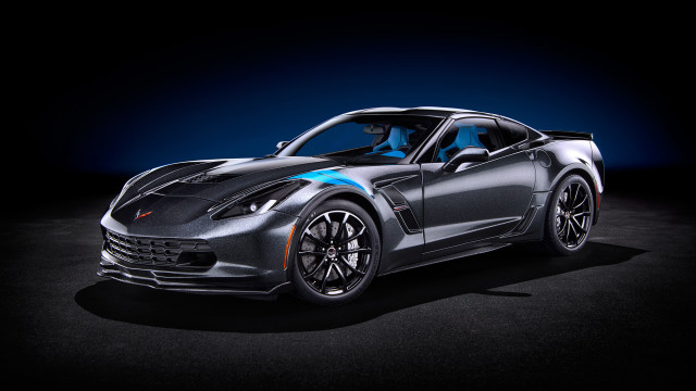 Silver sports car blue hood free wallpaper for desktop - medium preview image