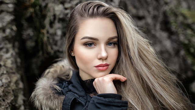 Woman long hair fur collar #2 free wallpaper for desktop - medium preview image