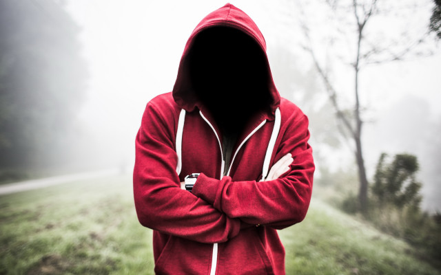 Red hoodie male portrait field free wallpaper for desktop - medium preview image