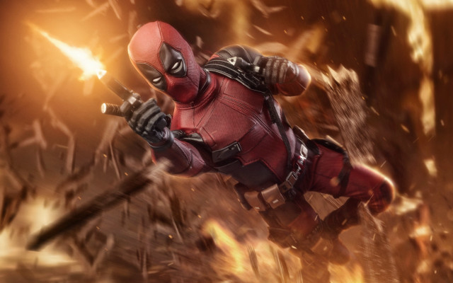 Deadpool flames armor explosion embers free wallpaper for desktop - medium preview image