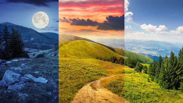 Mountain landscape rainbow path sky free wallpaper for desktop - medium preview image