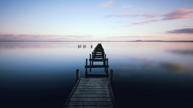 Dock chairs sunset clouds horizon free wallpaper for desktop - medium preview image