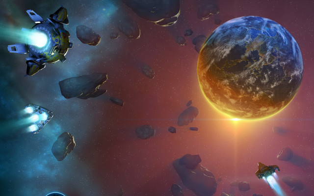 Space station planet star space free wallpaper for desktop - medium preview image