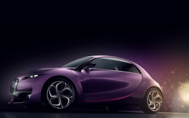 Purple car dark room light free wallpaper for desktop - medium preview image