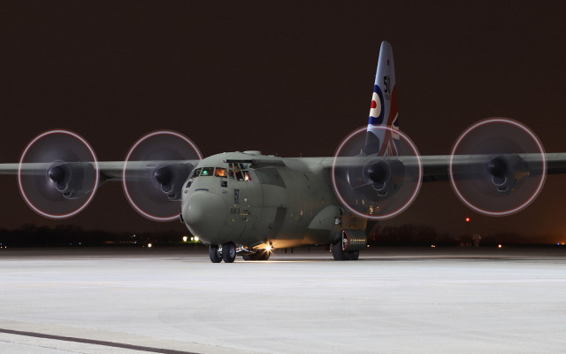 Military plane runway night tiltshift free wallpaper for desktop - medium preview image