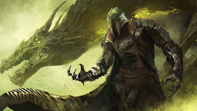 Man suit sword dragon forest free wallpaper for desktop - medium preview image