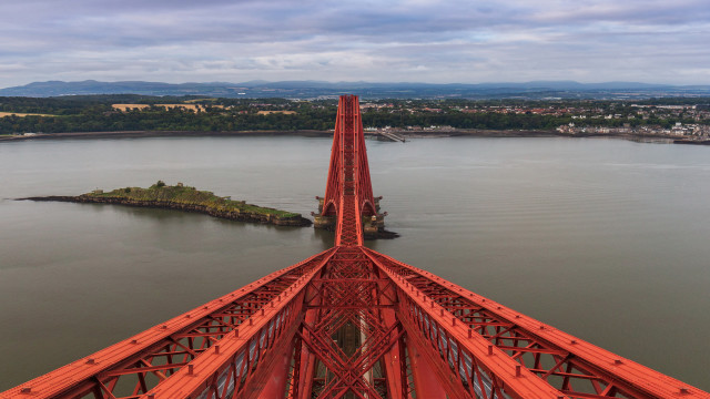 Bridge island helipad clouds sunset free wallpaper for desktop - medium preview image