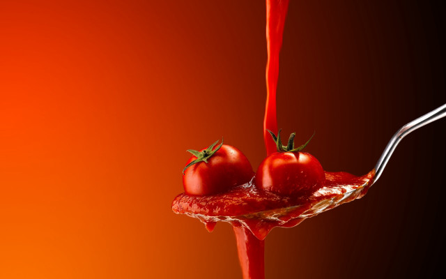 Spoon tomatoes fork liquid red free wallpaper for desktop - medium preview image