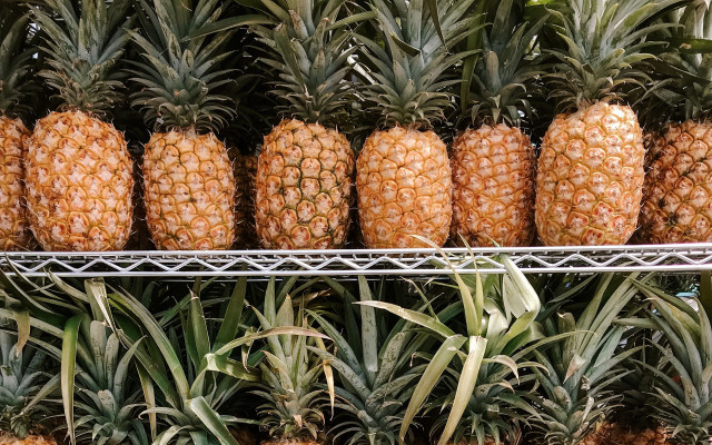 Pineapples shelf store room food free wallpaper for desktop - medium preview image