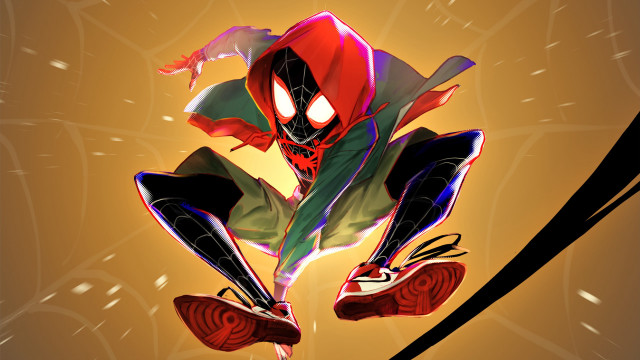 Spiderman flying hood up rain free wallpaper for desktop - medium preview image