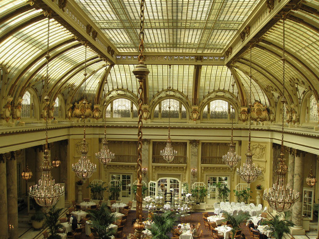 Large dining hall chandeliers tables free wallpaper for desktop - medium preview image