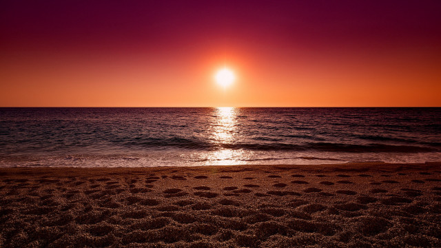 Sunset ocean bright orange sun #2 free wallpaper for desktop - medium preview image