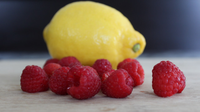 Lemon raspberries still life food free wallpaper for desktop - medium preview image