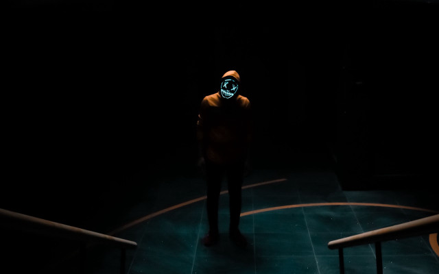 Man neon mask dark handsome free wallpaper for desktop - medium preview image