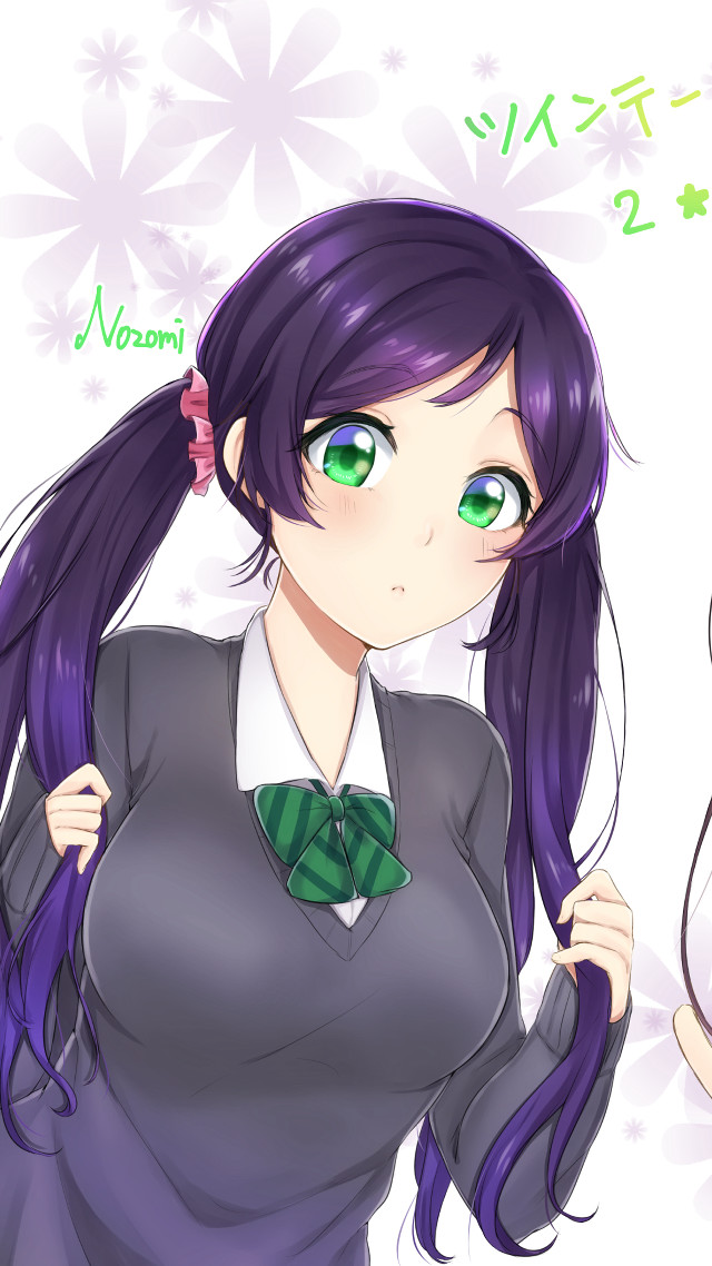 Purple haired girl green eyes free wallpaper for mobile - medium preview image