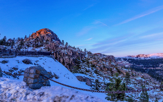 Mountain rope clouds trees beach free wallpaper for desktop - medium preview image
