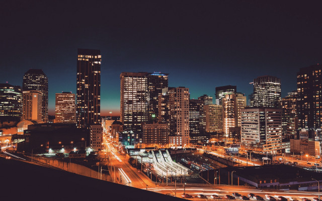 City skyline night tall buildings #6 free wallpaper for desktop - medium preview image