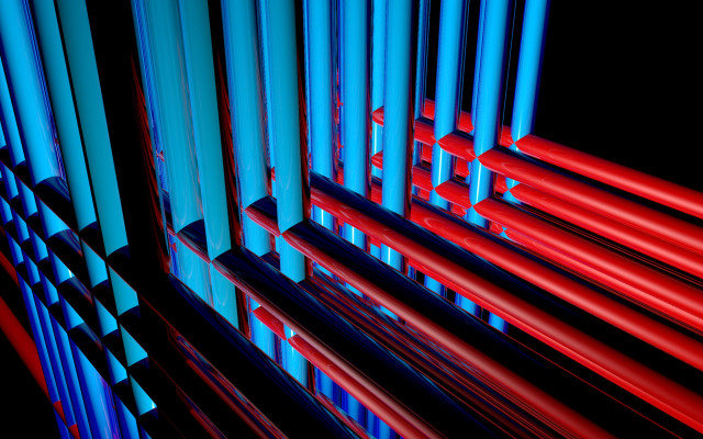 Red blue pipes black room free wallpaper for desktop - medium preview image