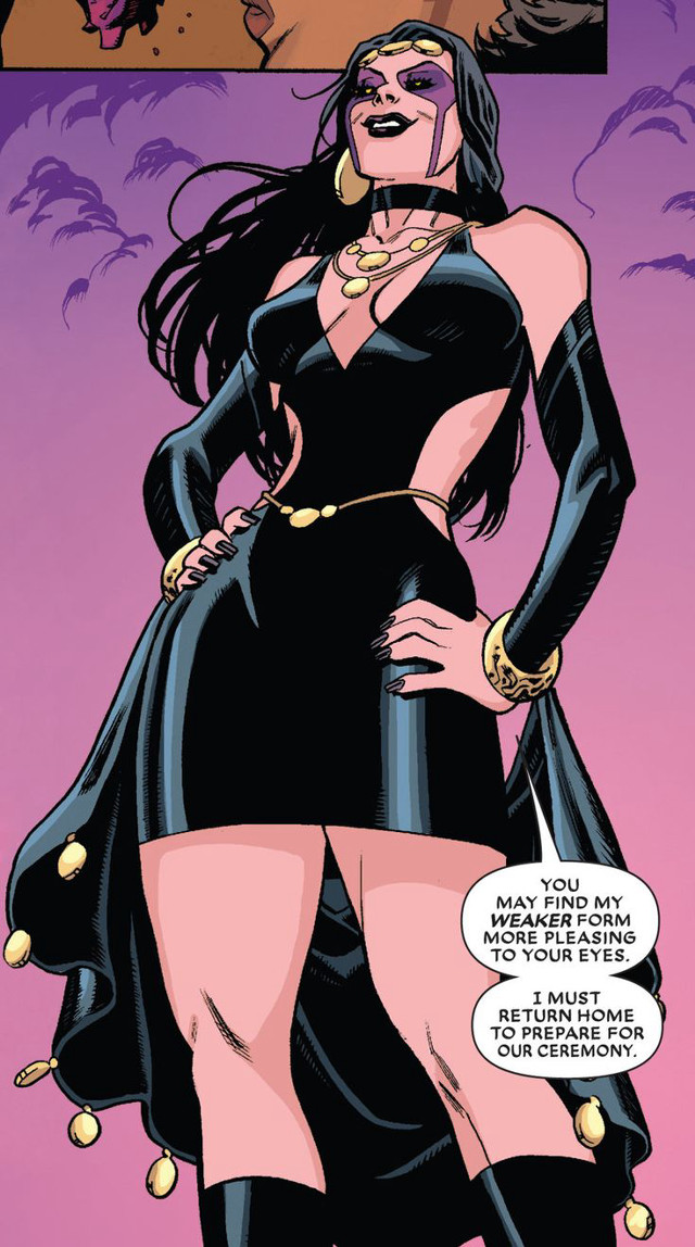 Woman black dress comic strip free wallpaper for mobile - medium preview image