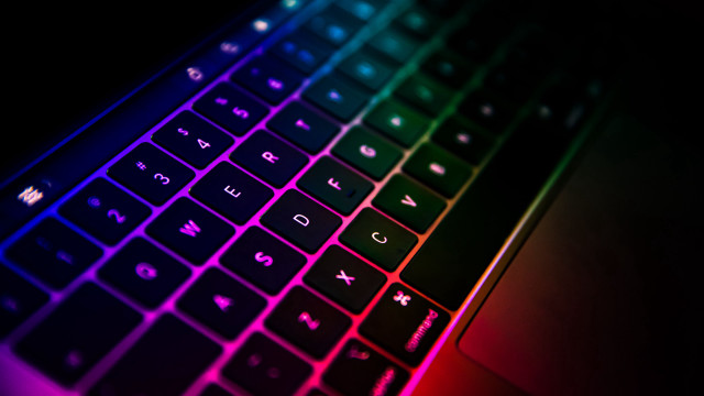 Keyboard multicolored light black background free wallpaper for desktop - medium preview image