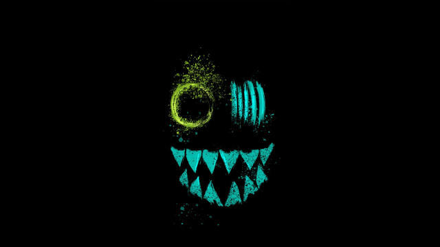 Black blue green monster face free wallpaper for desktop - medium preview image