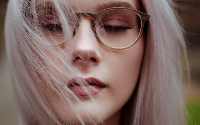 Woman glasses whitehair wind looking free wallpaper for desktop - medium preview image