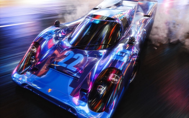 Blue racecar number smoke motionblur free wallpaper for desktop - medium preview image