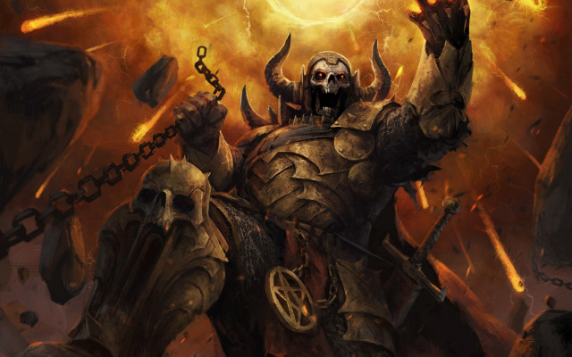 Demonic demon chain skull flame free wallpaper for desktop - medium preview image