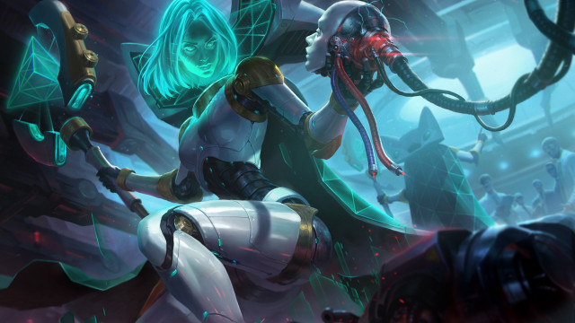 Futuristic woman giant weapon glowing free wallpaper for desktop - medium preview image