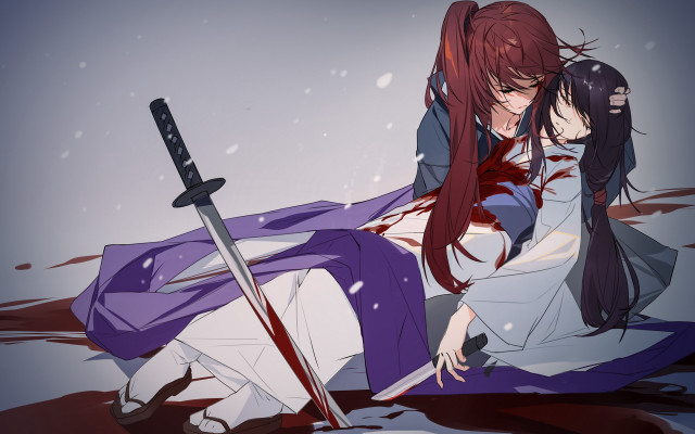 Anime bishounen blood swords hakama free wallpaper for desktop - medium preview image