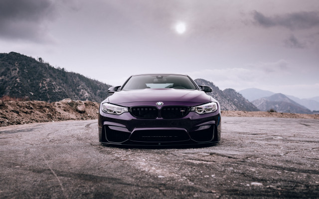 Purple car mountain road sunset free wallpaper for desktop - medium preview image