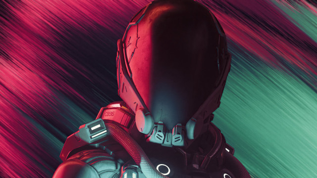 Futuristic man red green suit free wallpaper for desktop - medium preview image