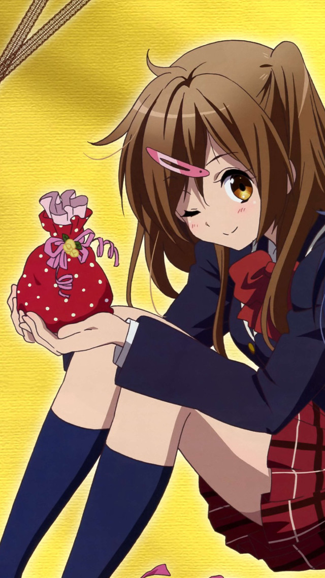 Girl school uniform red bag free wallpaper for mobile - medium preview image