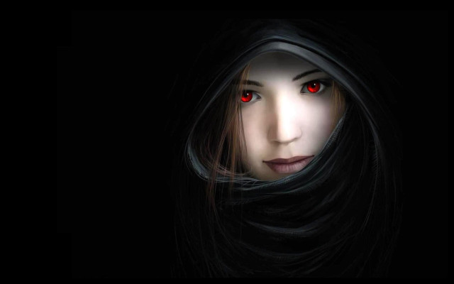 Red eyed gothic woman scarf free wallpaper for desktop - medium preview image