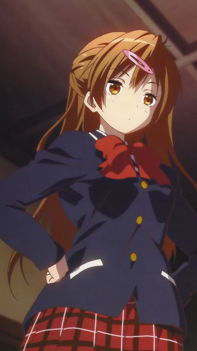 Girl schooluniform handsonhips kyotoanimation ponytail free wallpaper for mobile - medium preview image