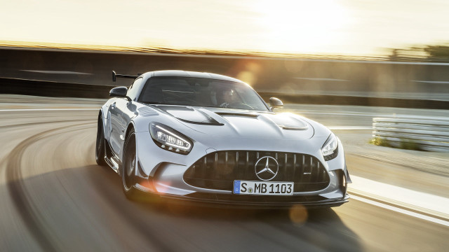 Mercedes sports car track sunset free wallpaper for desktop - medium preview image