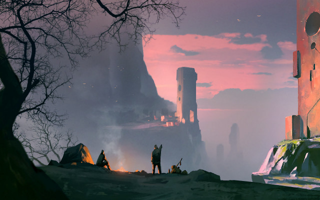 Fantasy man tent forest castle free wallpaper for desktop - medium preview image