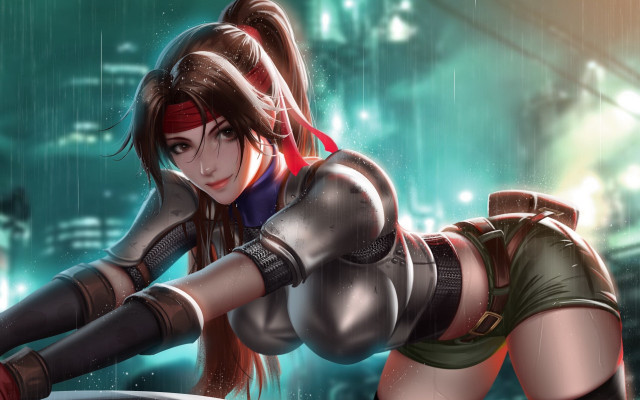 Futuristic woman rain posing artgerm free wallpaper for desktop - medium preview image