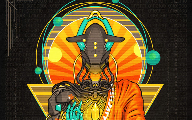 Strange face cyberpunk android helmet free wallpaper for desktop - medium preview image