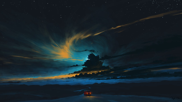 Fantasy night sky stars clouds free wallpaper for desktop - medium preview image