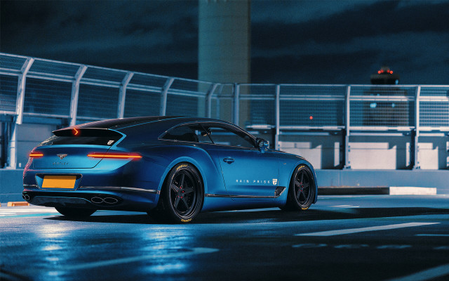Blue sports car night street #2 free wallpaper for desktop - medium preview image